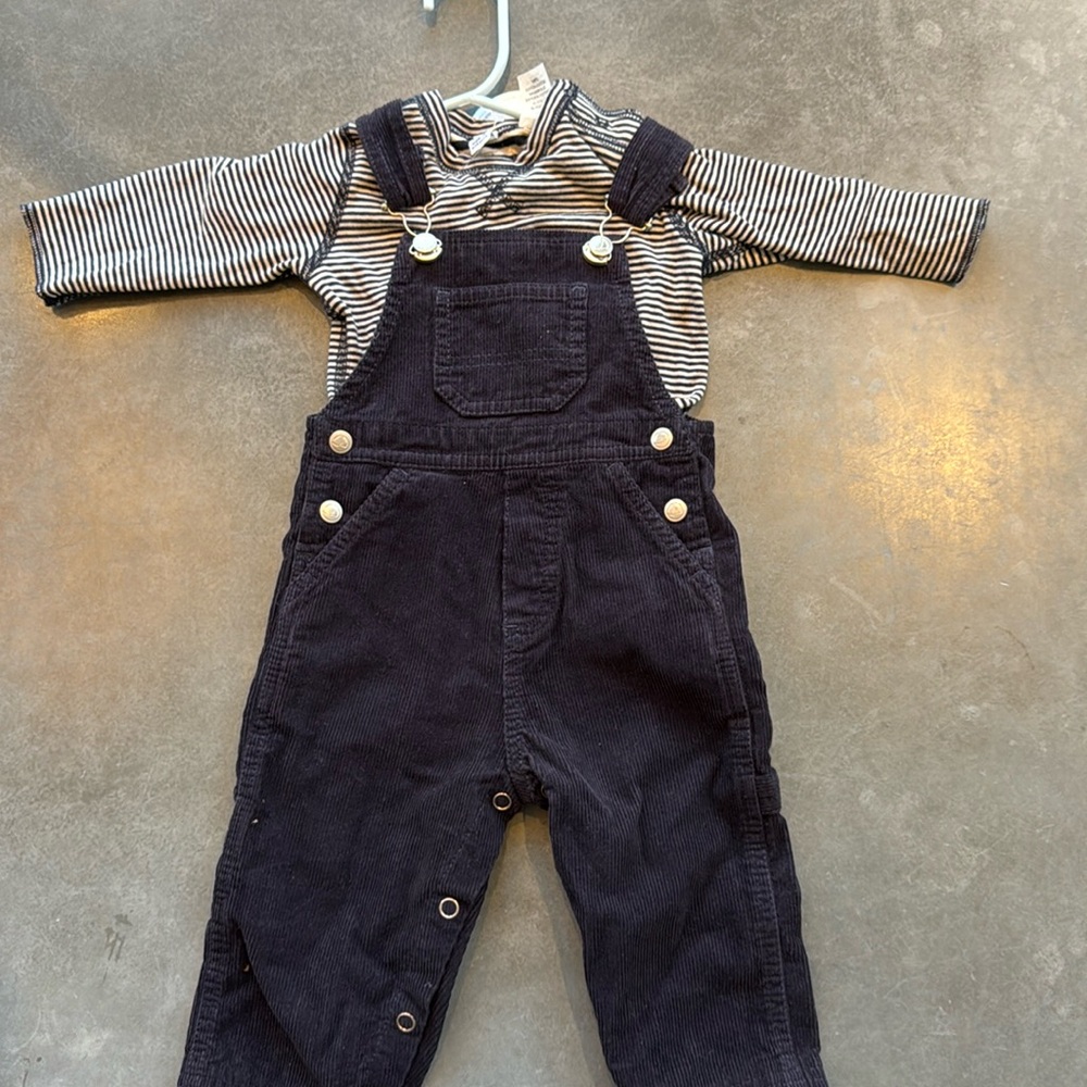 Petit bateau corduroys and reversible, striped long sleeve shirt